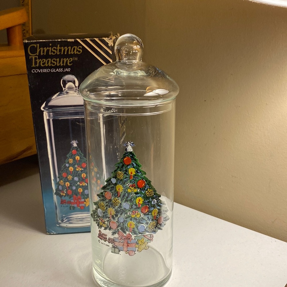 Christmas Treasure Covered Glass Jar